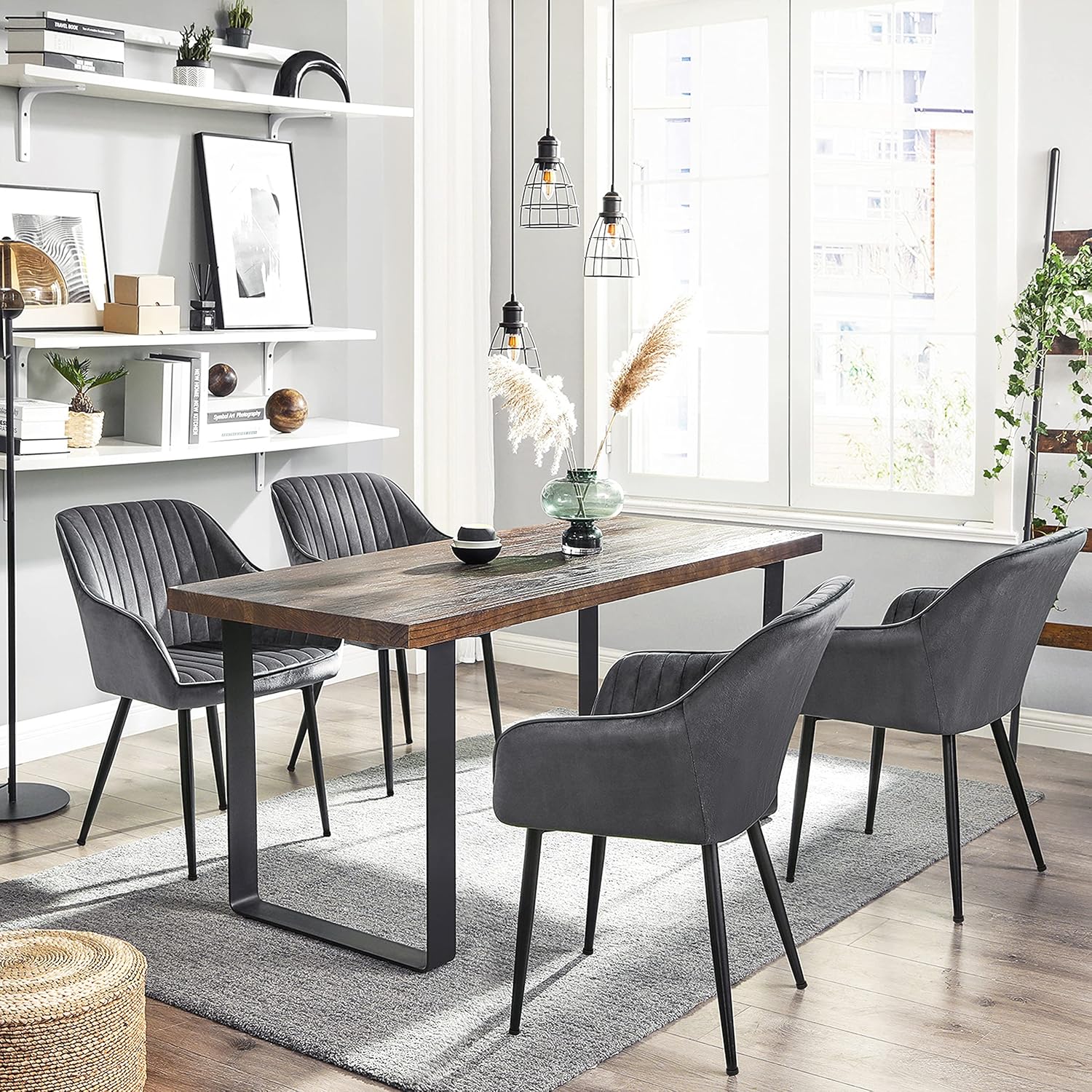 SONGMICS - chaise salle à manger velours, accoudoirs, 120kg, LDC087G02