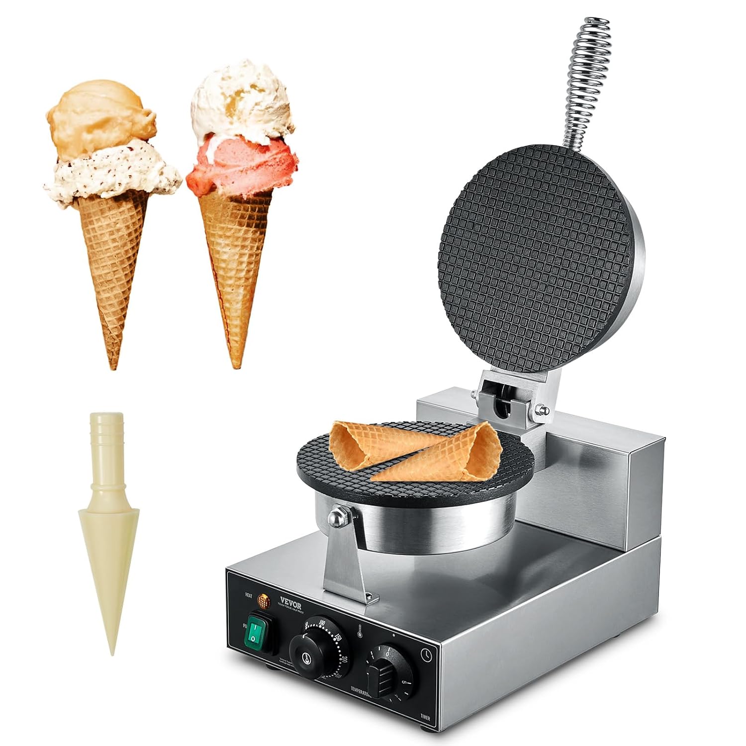VEVOR - Gaufrier commercial inox 1230W - température et minuteur