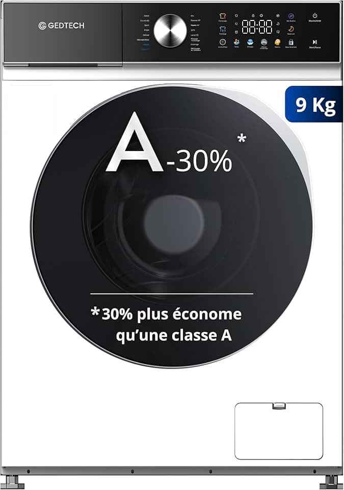 GEDTECH - Lave-linge frontal 9Kg LED - 1400tr/mn, 16 programmes, éco GLLPS91400WH