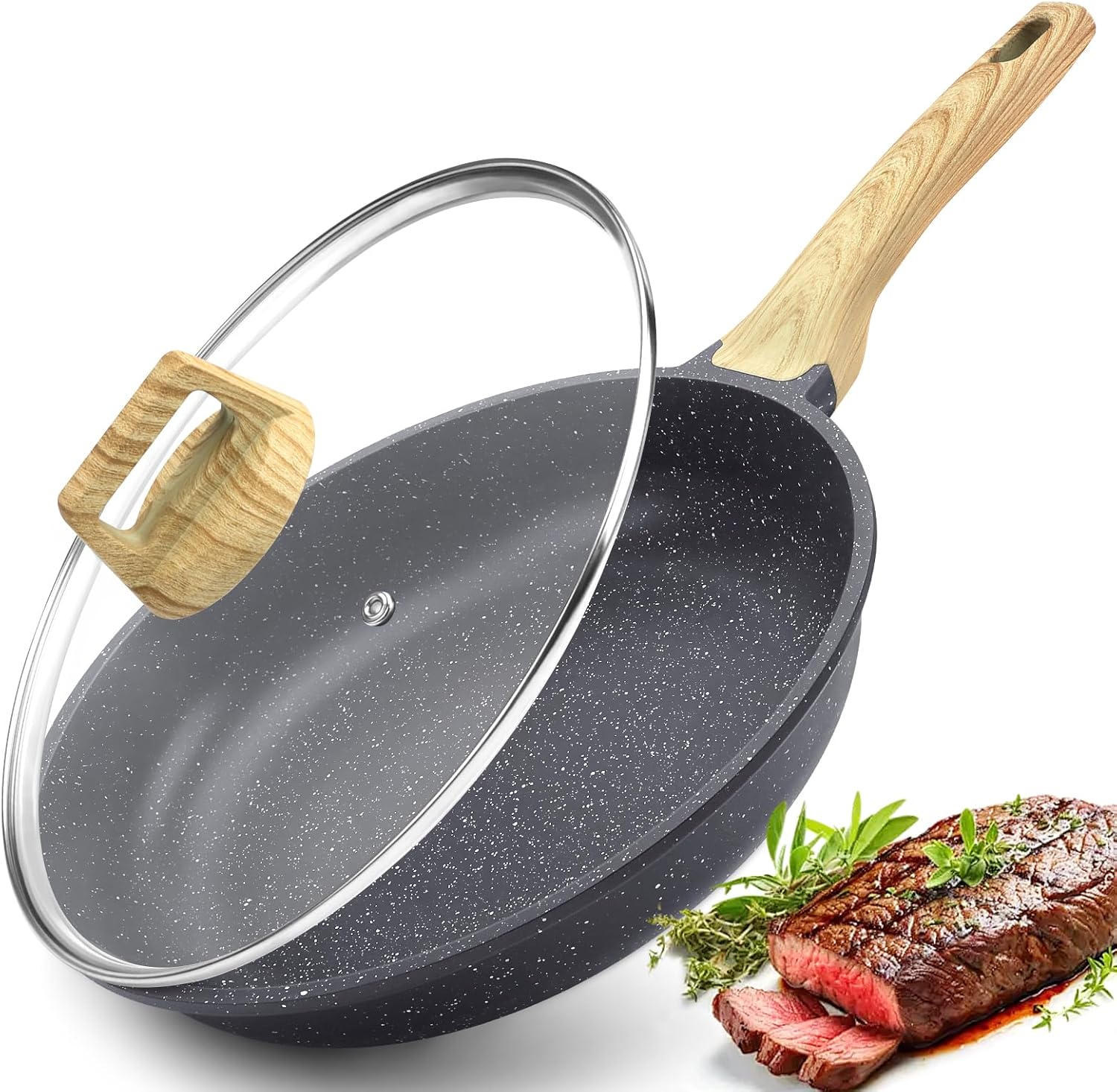 GiPP - Poêle à frire granite 28cm, induction, sans PFAS/PFOA, couvercle