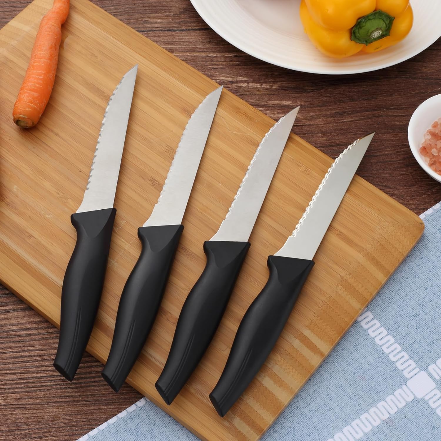 Pleafind - set de couteaux à steak inox, lame dentelée, 8 pièces