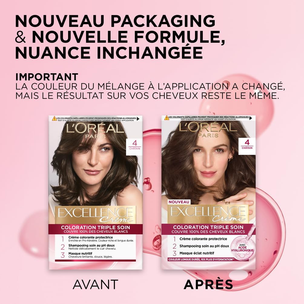 L'Oréal - Excellence Crème - Blond Très Clair Doré - Triple Soin, Couvre 100% cheveux blancs