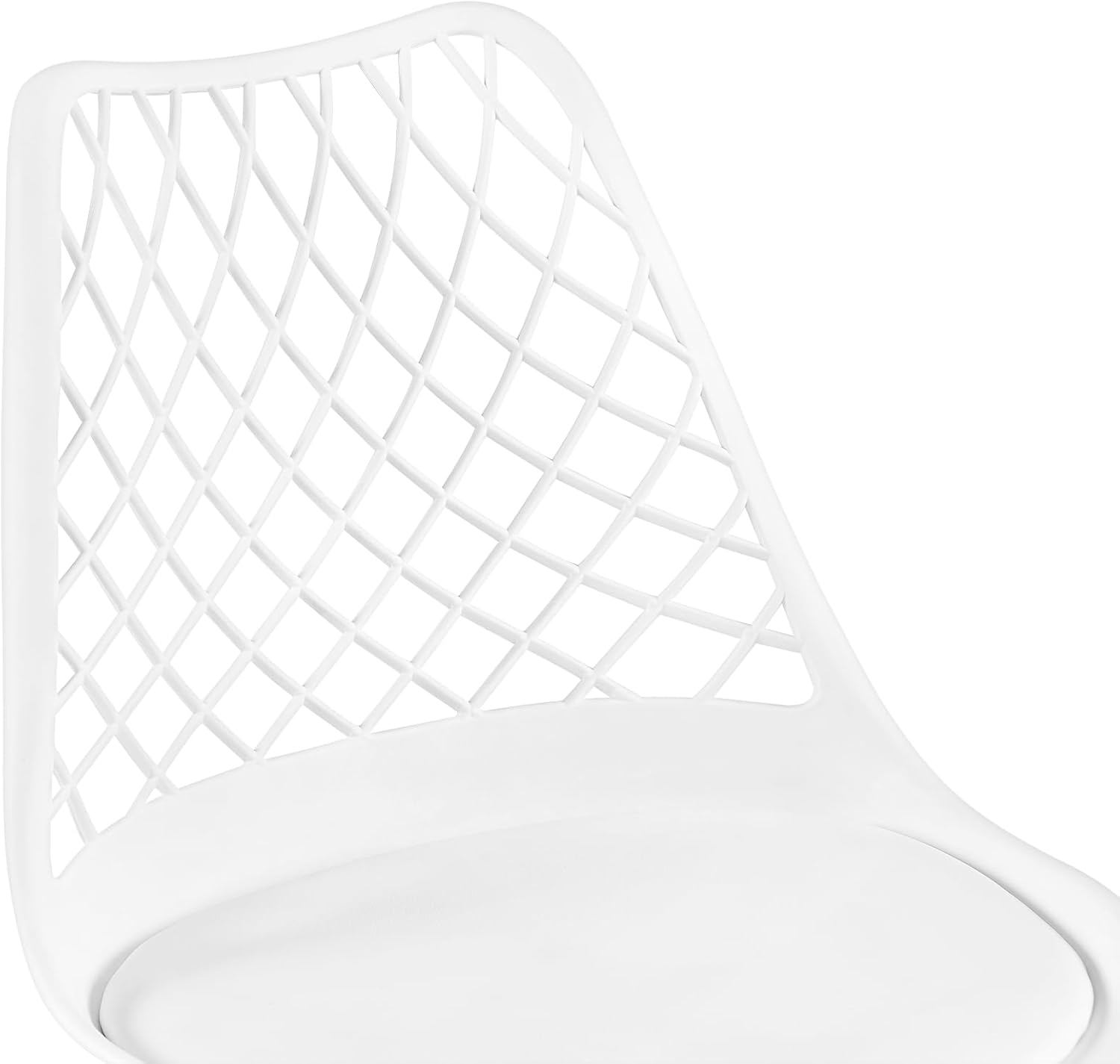 Eggree - Lot de 8 chaises scandinaves blanches, bois hêtre, assise creusée, coussin, motifs ajourés, testées SGS