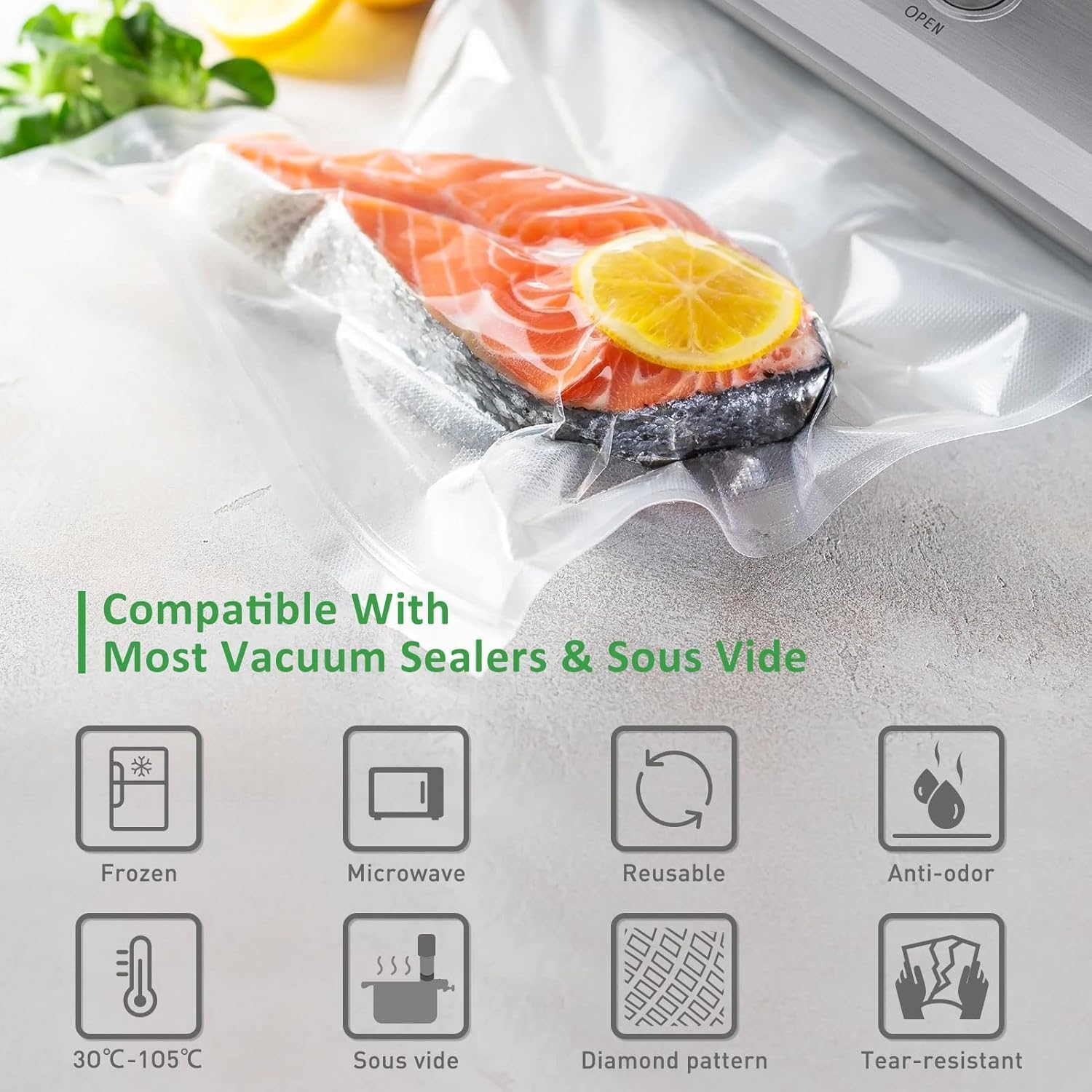 KitchenBoss - rouleaux sous vide - 28x600cm - lot de 2, grande capacité