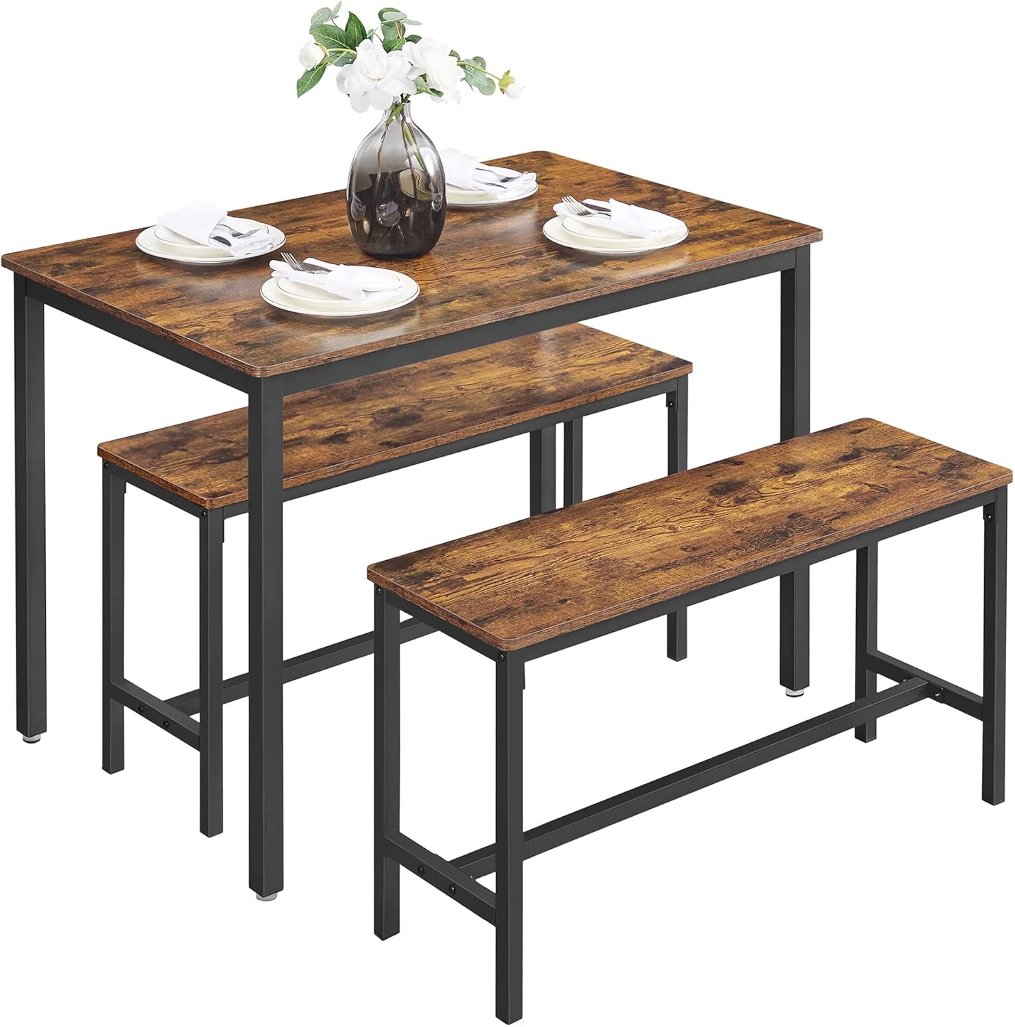 VASAGLE - table à manger 3 pièces - 110x70x75 cm - acier et bois - KDT070B01