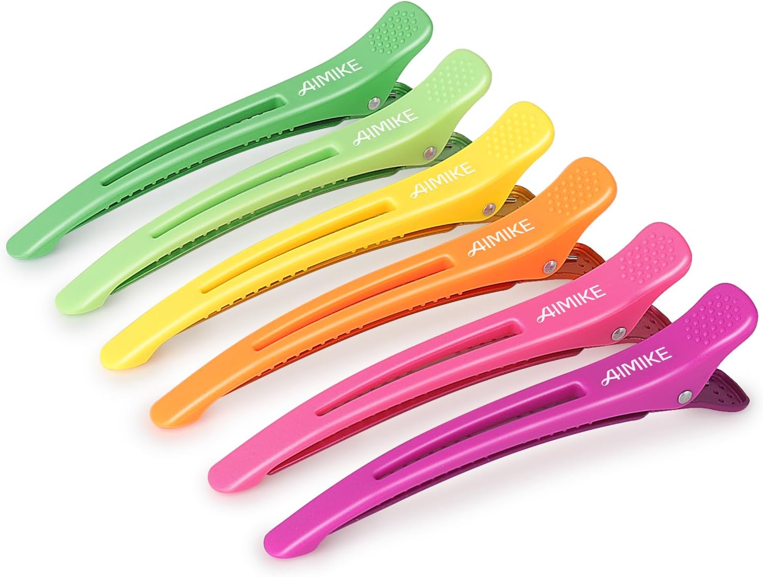 AIMIKE - pinces à cheveux néon - lot de 6 - antidérapantes, bec de canard, sans trace