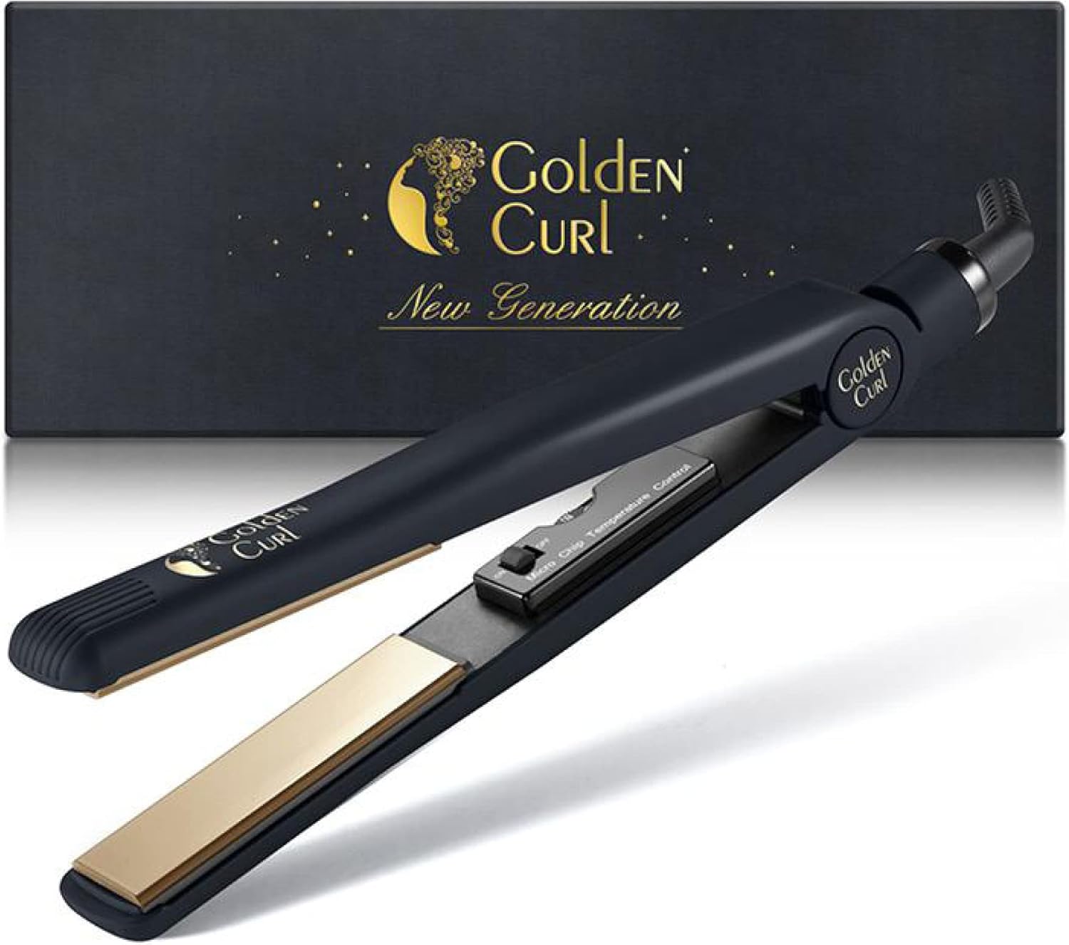 Golden Curl - Fer Lisseur 2 en 1, or, 5 ans garantie, lisse & boucle