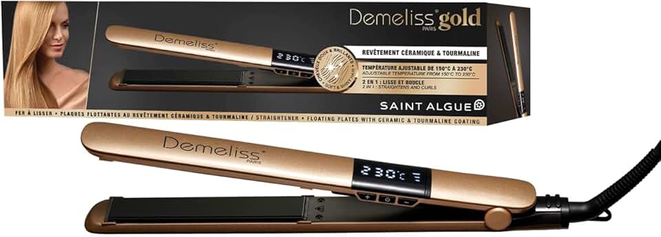 Saint Algue - Demeliss Gold - plaques fines - céramique, tourmaline, réglable 150-230°C