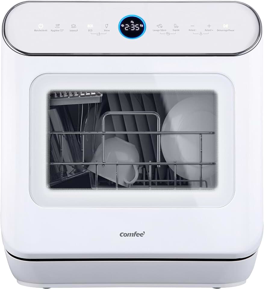 COMFEE' - Lave-vaisselle compact 3 couverts, 7 programmes, écran LED, démarrage différé - CDWMT305WD