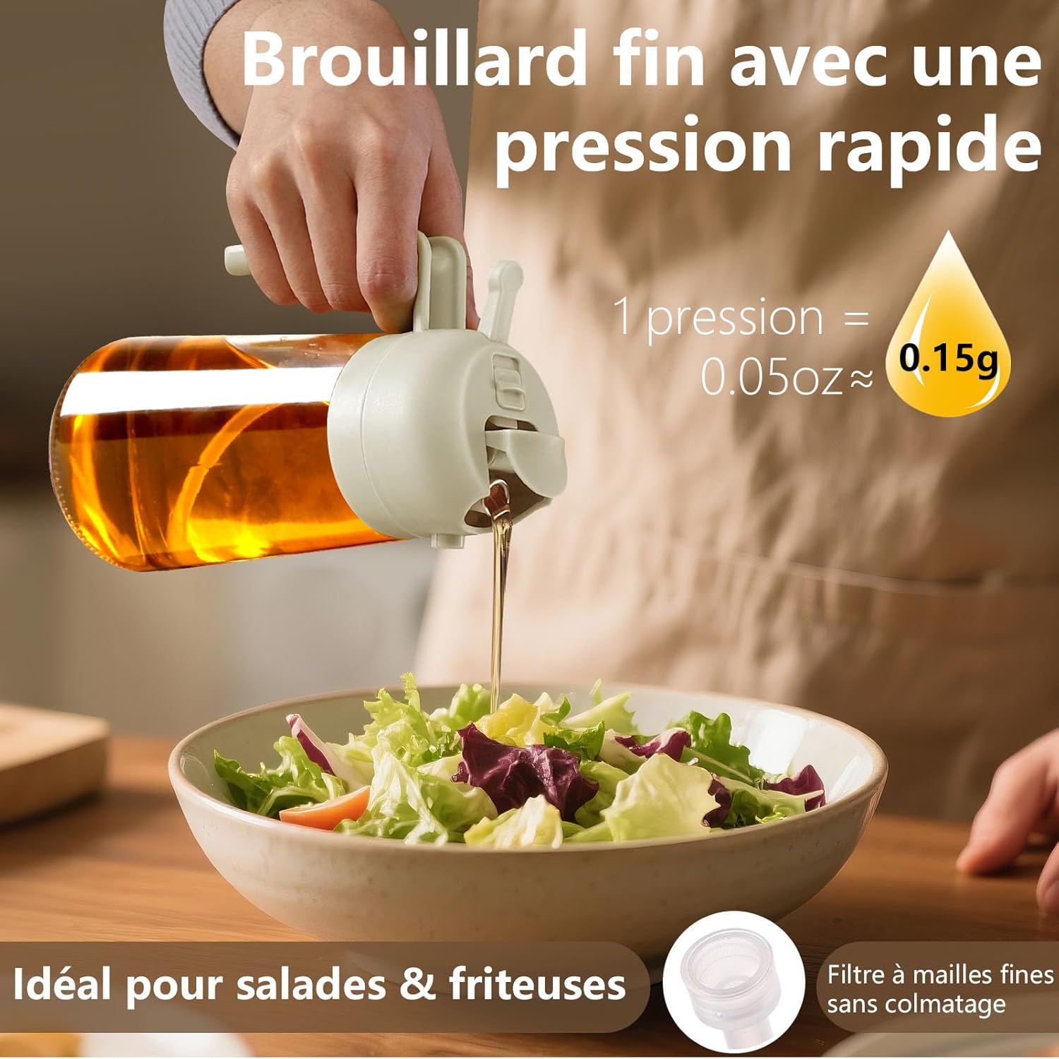 Spray pour huile - distributeur 470ml, bec verseur, 2 couleurs