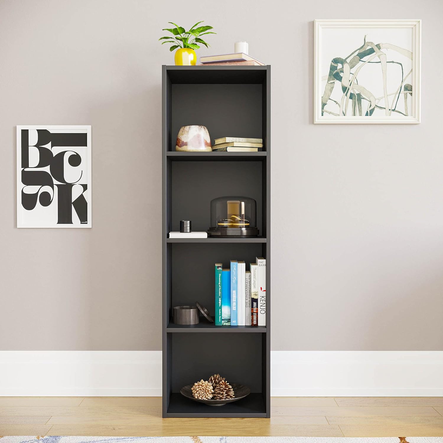 Vida Designs - Oxford série - 106x32x24 cm - bibliothèque 4 niveaux noire