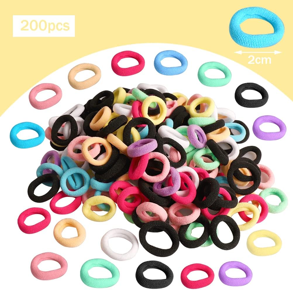 Élastiques cheveux fille - mini chouchous colorés - 200 pcs - accessoires enfants