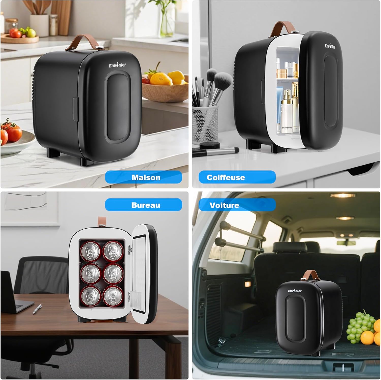 Enventor - Mini Frigo 4L/6 canettes - AC/12V - chaud et froid portable