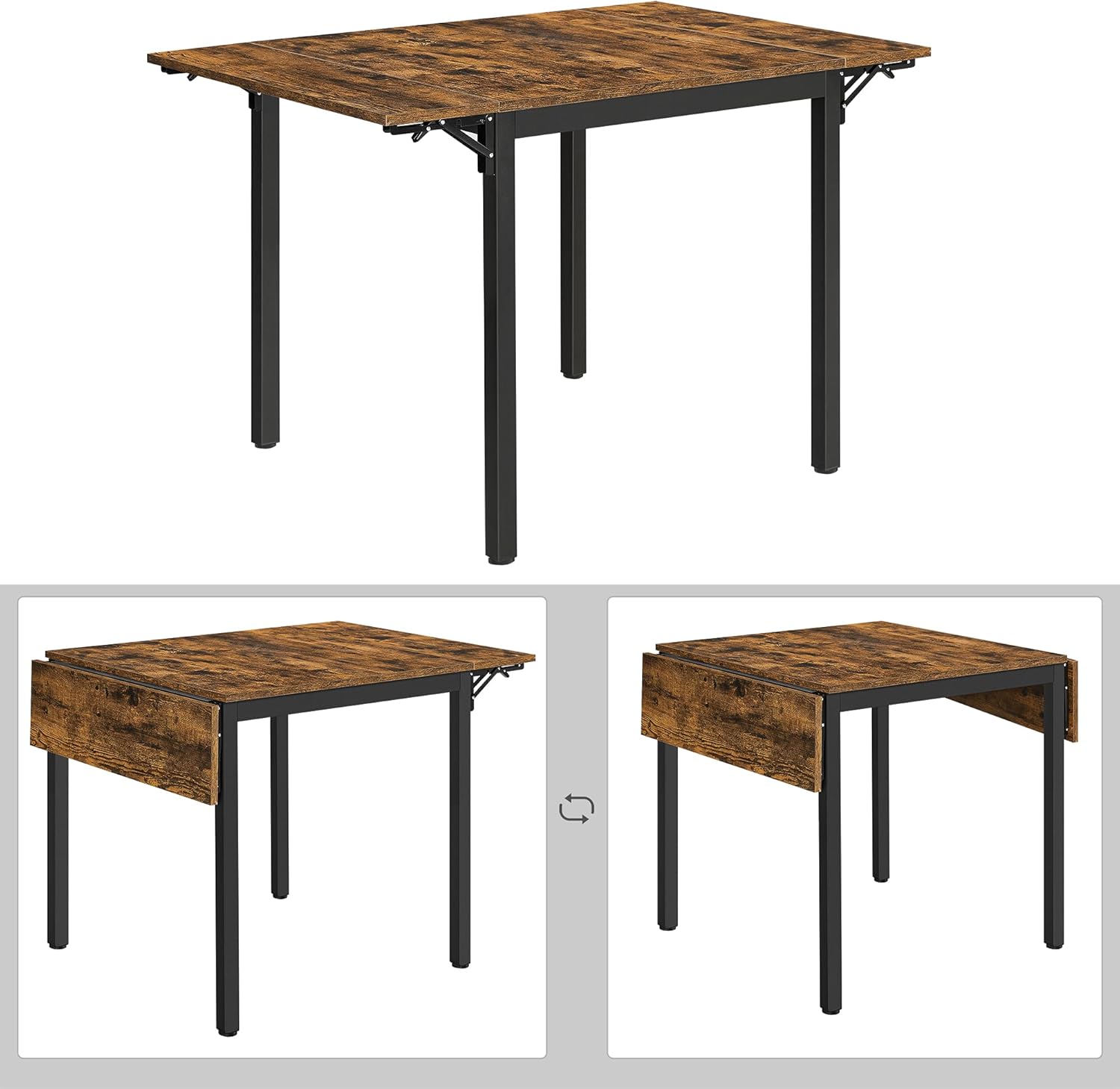VASAGLE - Table pliante extensible 2-4 pers. - compacte, bois métal - KDT077B01