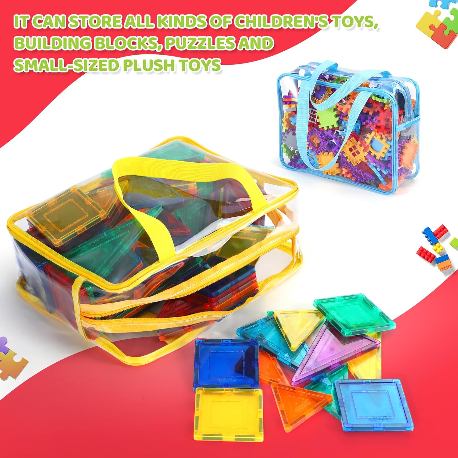 Sacs de rangement jouets - set 6 pièces - multicolore - compatibles Lego, organiseurs voyage enfants