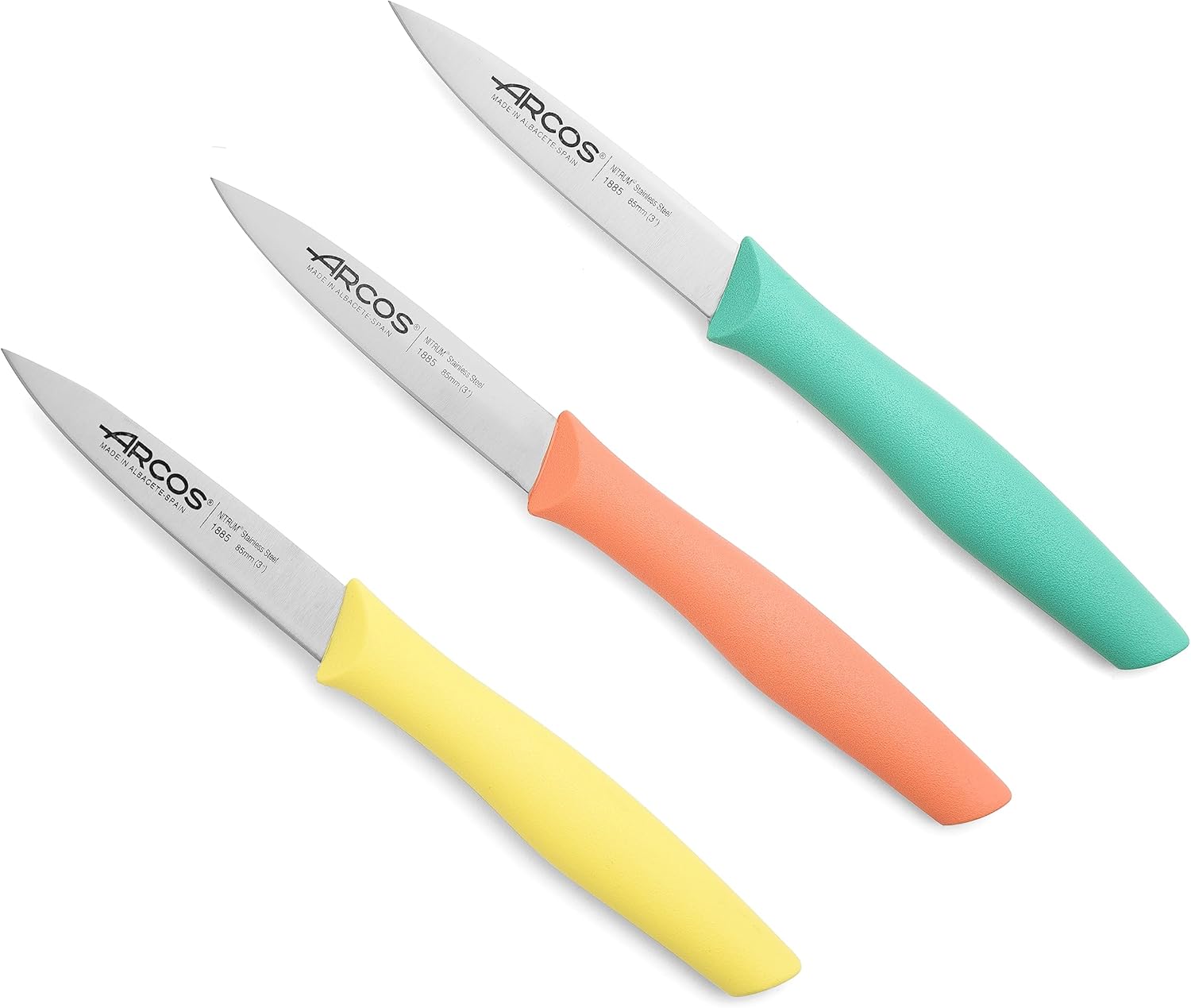 Arcos - Nova série - 3 couteaux, inox, ergonomiques, couleurs vives