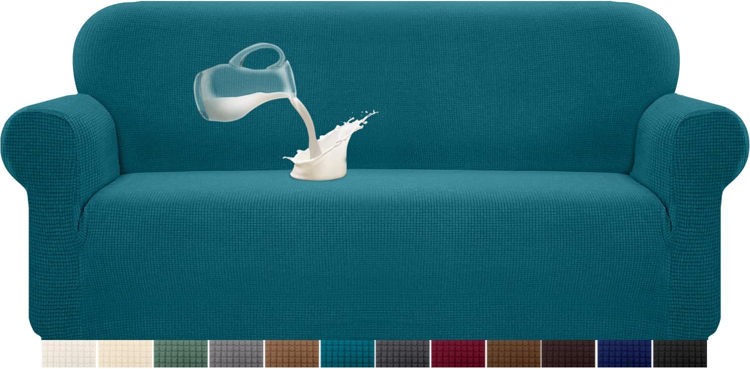 Granbest - housse de canapé stretch imperméable 3 places - bleu sarcelle, mousse antidérapante